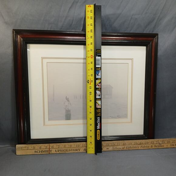 "Foggy Pelican Day" Signed James Richmond Photography Wall Art 24x20" Wood Frame - Picture 6 of 10